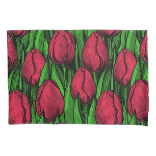 Housse D'oreillers Tulipes rouges
