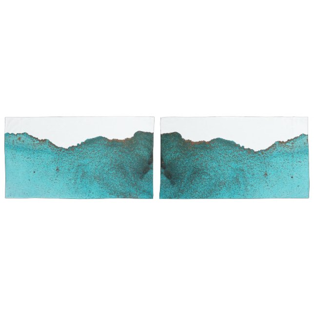 Housse D'oreillers Turquoise Black Art Abstrait tendance Encre d'alco (devant-Set)