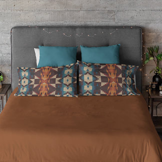 Housse D'oreillers Turquoise Bleu Brown Rouge foncé Rouille Orange Tr