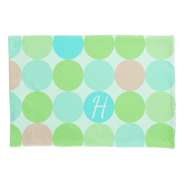Housse D'oreillers Turquoise Blue, Apple Green et Light Coral Circles (devant)