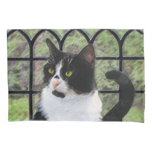 Housse D'oreillers Tuxedo Chat dans la peinture de fenêtre Art animal