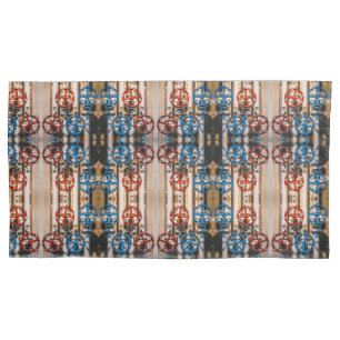 Housse D'oreillers Tuyaux avec robinets rouges et bleus moyen motif
