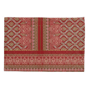 Housse D'oreillers un design motif rouge et beige_