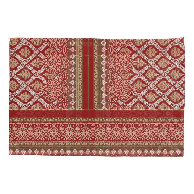 Housse D'oreillers un design motif rouge et beige_ (Dos)