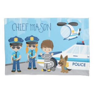 Housse D'oreillers Un policier de caricature mignon pour enfants de p