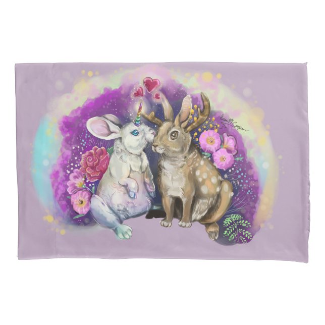 Housse D'oreillers Unibunny Bisses Jackalope Amour magique (devant)