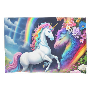 Housse D'oreillers Unicorne arc-en-ciel une