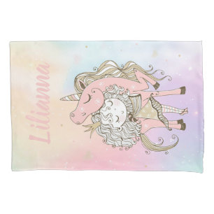Housse D'oreillers Unicorne et fille