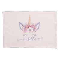 Unicorne floral aquarelle rose girly moderne migno