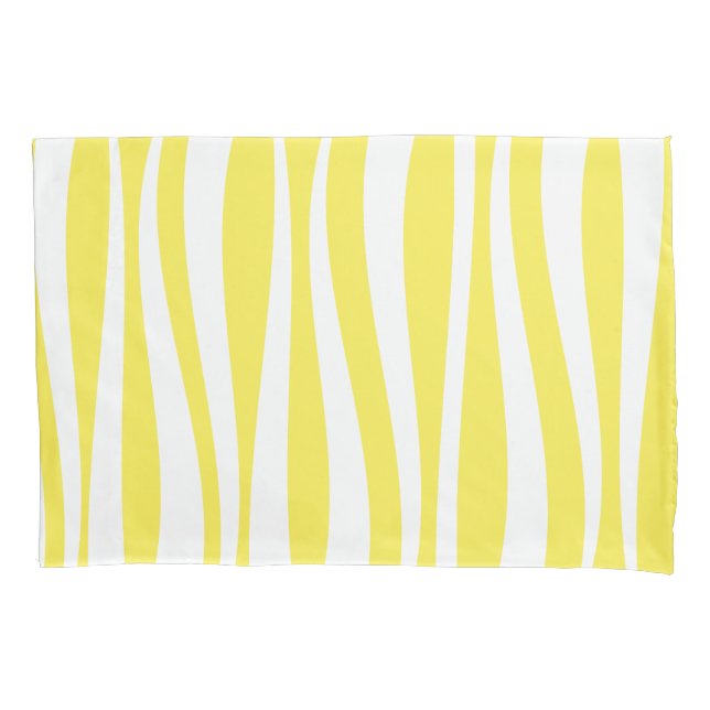 Housse D'oreillers Vagues blanches jaunes Cabana Stripe (devant)