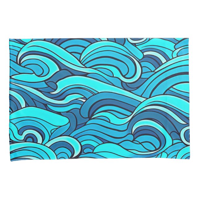 Housse D'oreillers Vagues d'eau de l'océan bleu turquoise abstrait | (devant-Droit)