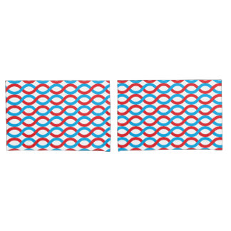 Housse D'oreillers Vagues enmêlées en Motif rouge et bleu