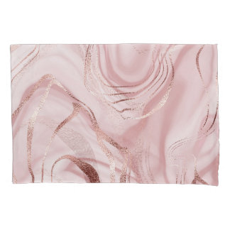 Housse D'oreillers Vagues or Rose en marbre liquide