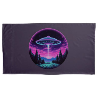 Housse D'oreillers Vaisseau Spatial Extraterrestre Rétro Futuriste