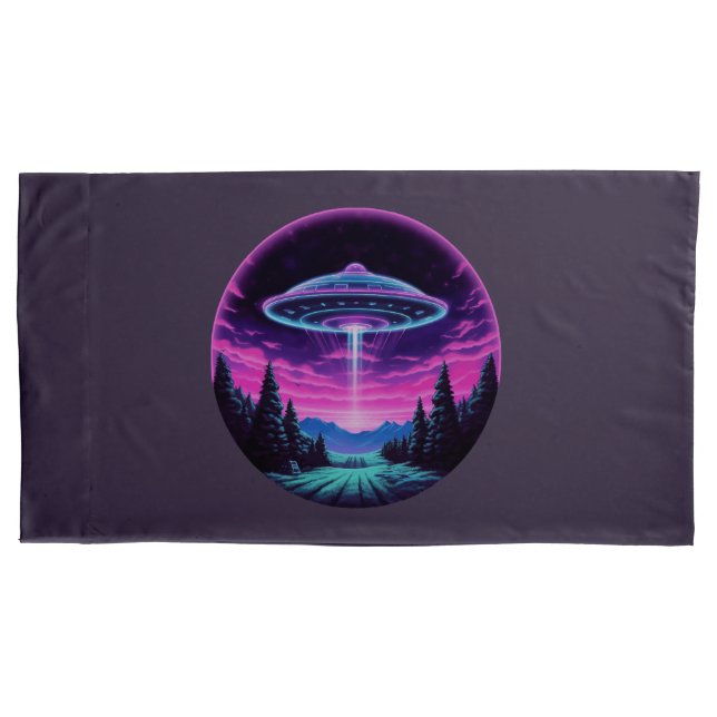 Housse D'oreillers Vaisseau Spatial Extraterrestre Rétro Futuriste (devant-gauche)
