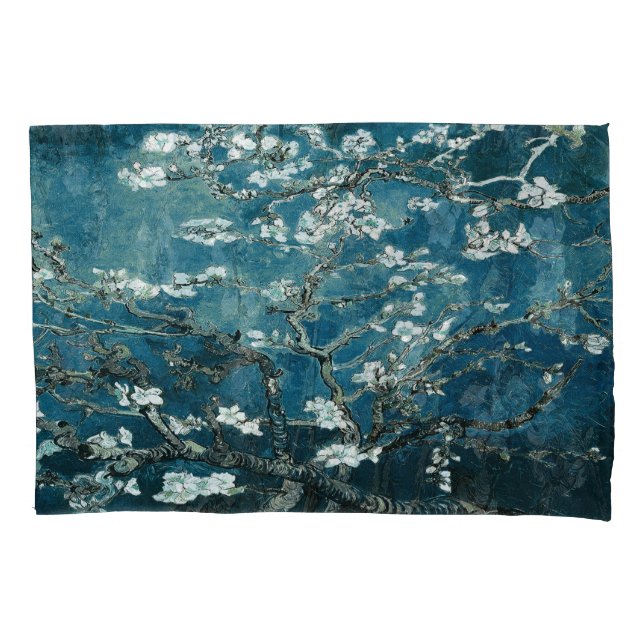 Housse D'oreillers Van Gogh Almond Blossoms Dark Turquoise (devant)