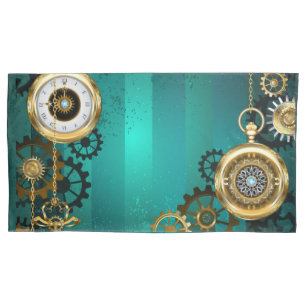 Housse D'oreillers Veille bijoux Steampunk sur un Arrière - plan vert