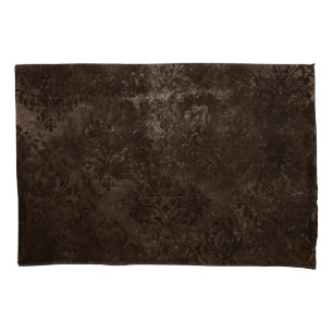 Housse D'oreillers Velvety Bronze Damask Grunge baroque Brown