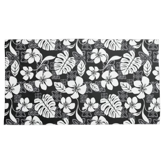 HOUSSE D'OREILLERS VENDREDI ALOHA (NOIR/GRIS) (devant-Droit)