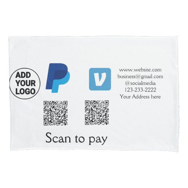 Housse D'oreillers Venmo paypal scan pour payer ajouter le logo du co (devant)