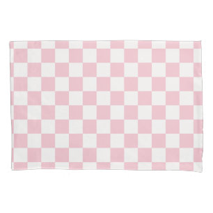 Housse D'oreillers Vérifier le Motif de tableau de bord rose et blanc
