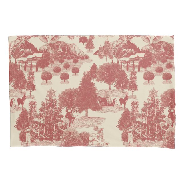 Housse D'oreillers Véritable merveille de Noël à la crème et au rouge (devant)