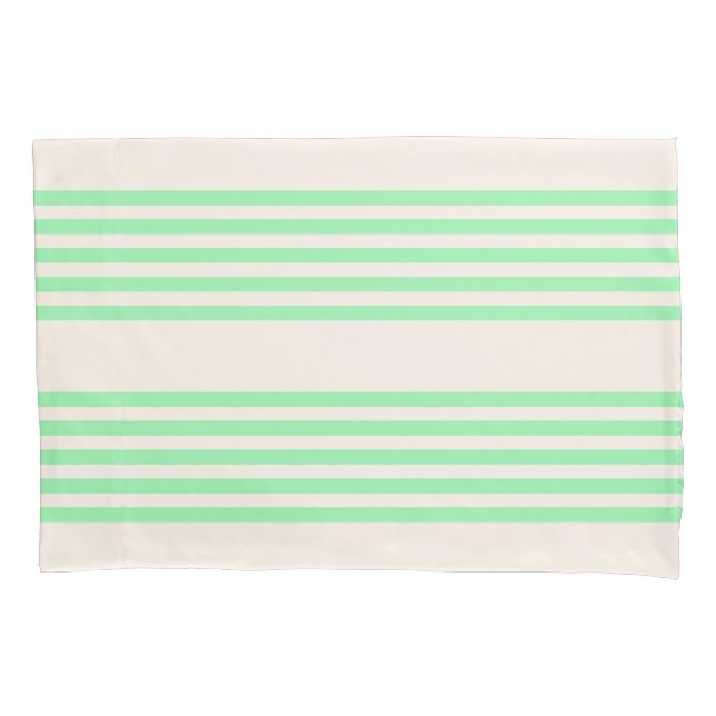 Housse D'oreillers Vert et beige cinq rayures motif (devant)