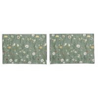Vert sauge jaune blanc boho fleurs sauvages floral