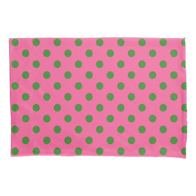 Housse D'oreillers Vert sur rose Pois Design Motif (devant)