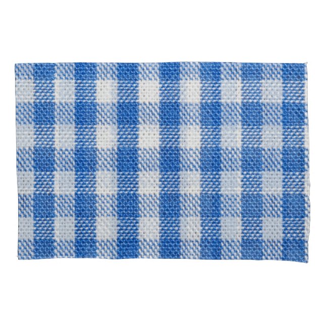 Housse D'oreillers Vêtements de table recouverts de blanc bleu. (devant)