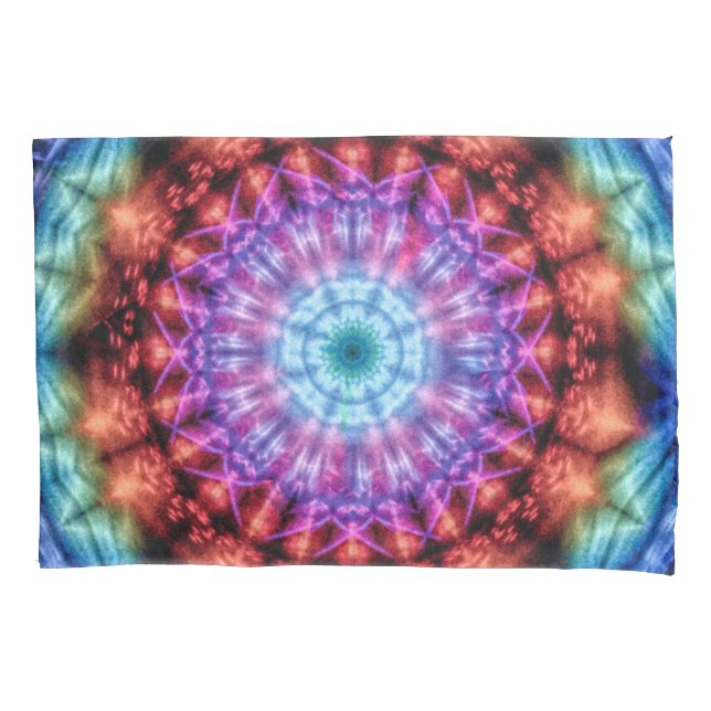 Housse D'oreillers Vibrant Tie Dye Kaleidoscope Rainbow Mandala (devant-gauche)
