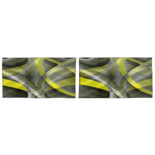 Housse D'oreillers Vibrations des années 80 Jaune narcisse et gris Cu