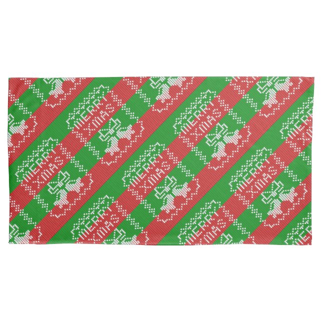 Housse D'oreillers Vilain pull motif sonnettes Joyeux fils Xmas (devant)