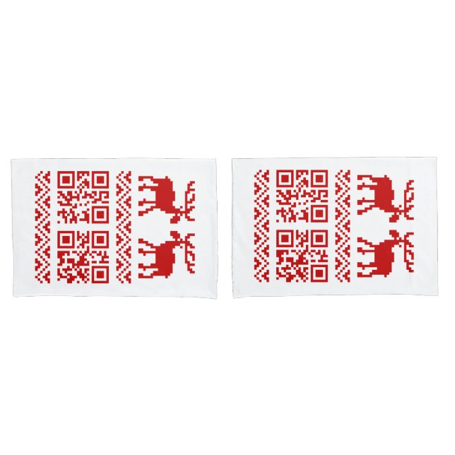 Housse D'oreillers Vilain Sweater QR Code Bonne année! (devant-Set)