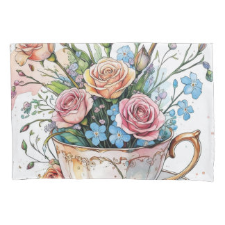 Housse D'oreillers Vin floral Motif - Aquarelle douce Boho art