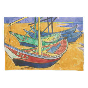 Housse D'oreillers Vincent van Gogh - Bateaux de pêche sur la plage