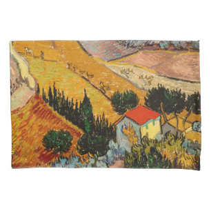 Housse D'oreillers Vincent van Gogh - Paysage, Maison et Laboureur