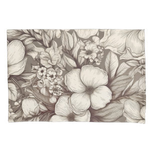 Housse D'oreillers Vintage Floral Sepia Motif (10)