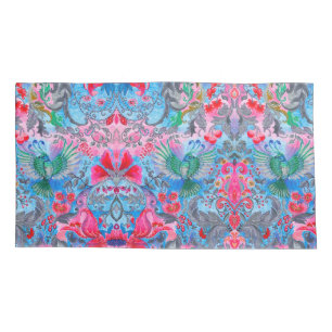 Housse D'oreillers Vintage jardin fleuri motif d'oiseaux bleus