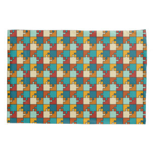 Housse D'oreillers Vintage Jigsaw Puzzle Pièces Motif