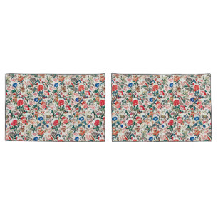 Housse D'oreillers Vintage modèle floral du XIXe siècle bleu vert rou