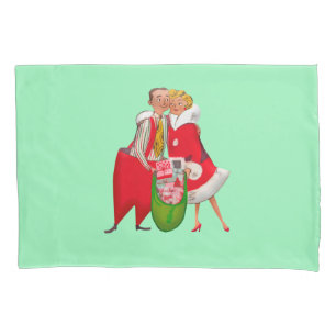 HOUSSE D'OREILLERS VINTAGE NOËL COUPLE PILLOWCAS