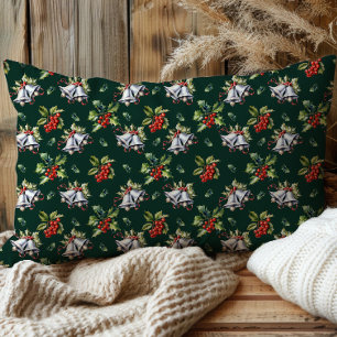 Housse D'oreillers Vintage Noël Vacances Cloches d'argent et Holly