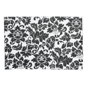 Housse D'oreillers Vintage noir et blanc Damas