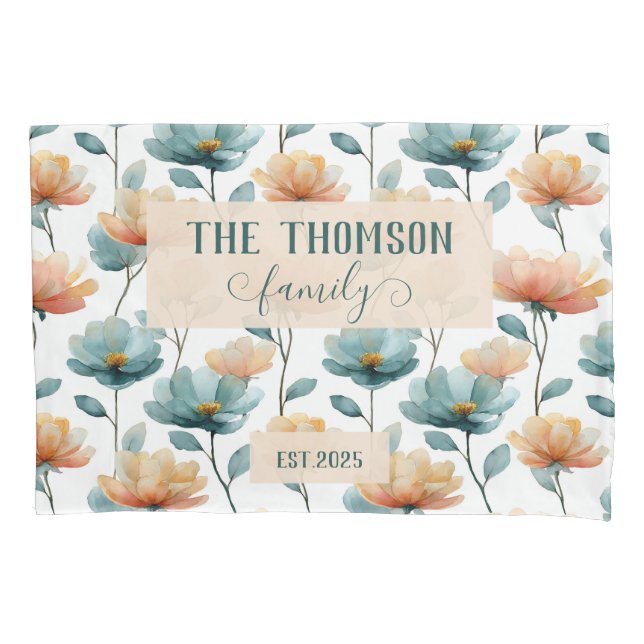 Housse D'oreillers Vintage Watercolor Floral Family Heritage (devant)