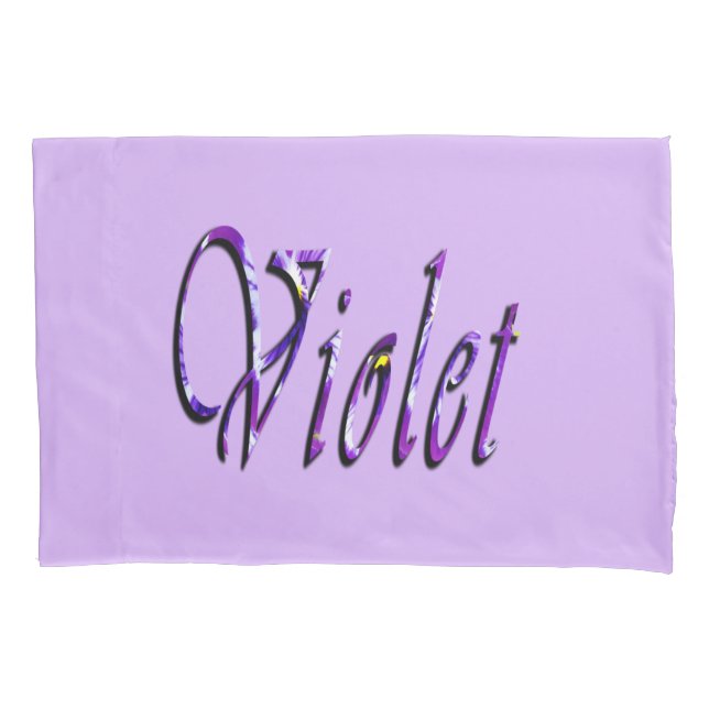 Housse D'oreillers Violet Floral Violet, (devant-gauche)