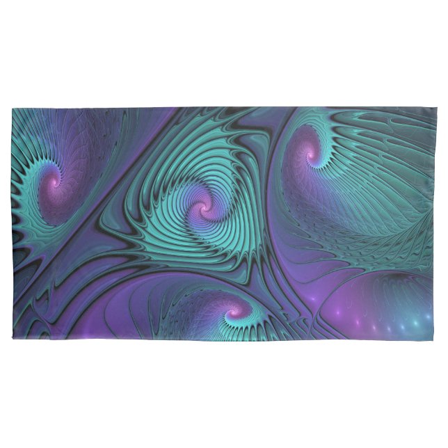 Housse D'oreillers Violet rencontre Turquoise moderne art fractal abs (devant)