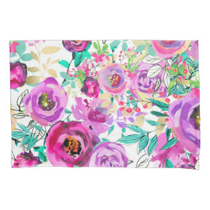 Housse D'oreillers Violet Rose Clair Coloré Chic Moderne Floral