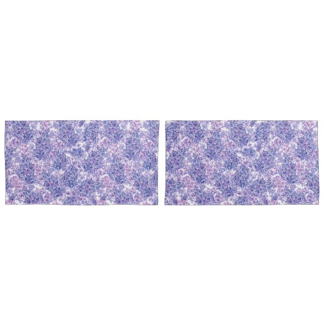 Housse D'oreillers Violette aquarelle fleurs lilas (devant-Set)