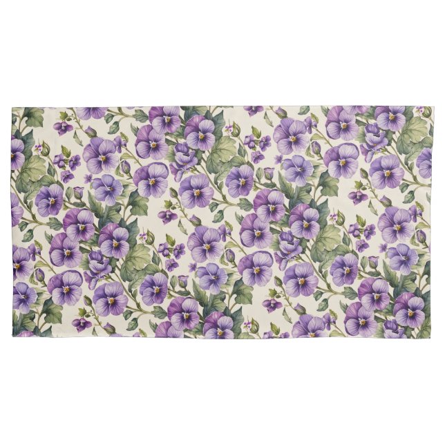 Housse D'oreillers Violettes violettes sur blanc (devant)